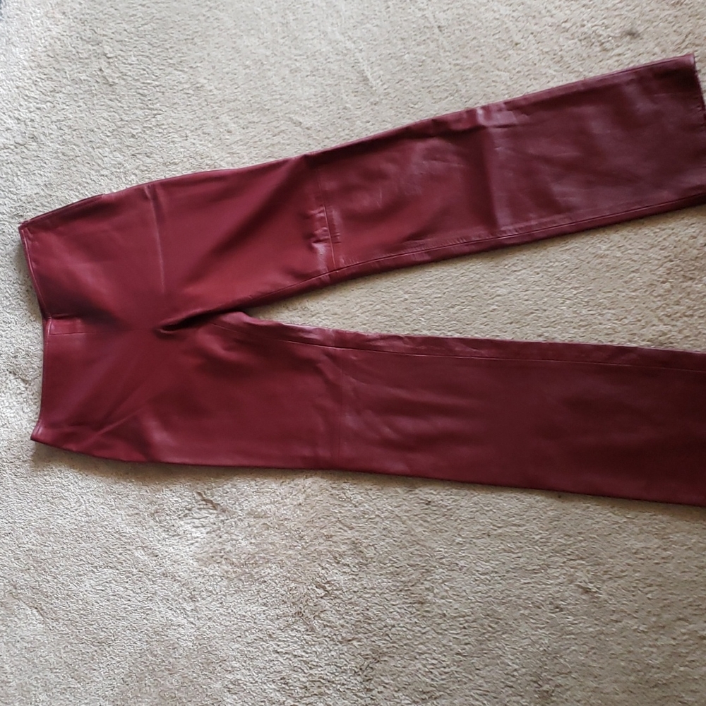 Genuine Italian leather burgundy pants